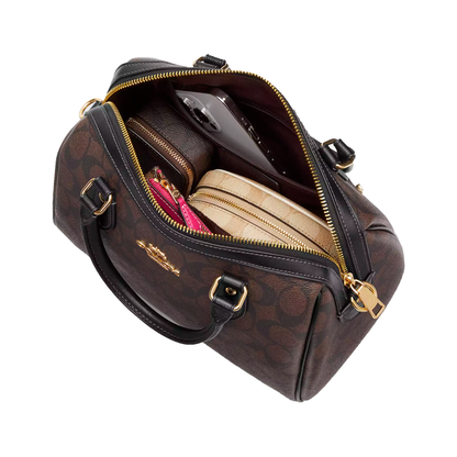 Bolsa Coach Rowan Satchel In Signature Canvas Brown