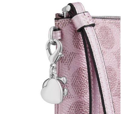 Monedero Coach Boxed Corner Zip Wristlet In Signature Canvas With Charms Pink Rose