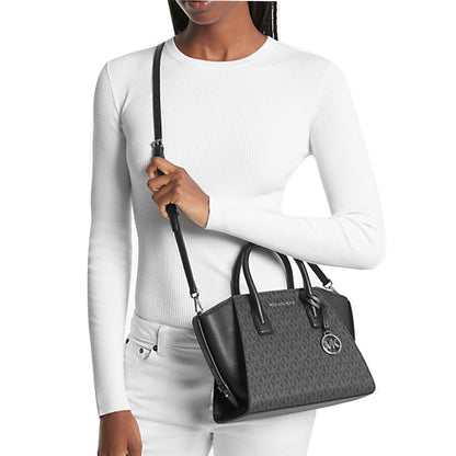 Bolsa Michael Kors Avril Small Logo Top-Zip Satchel Black