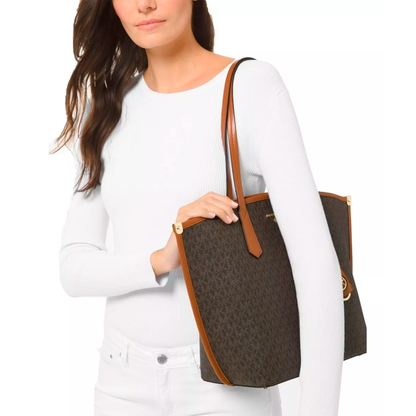 Bolsa Michael Kors Jane Large Logo Tote Bag Brown