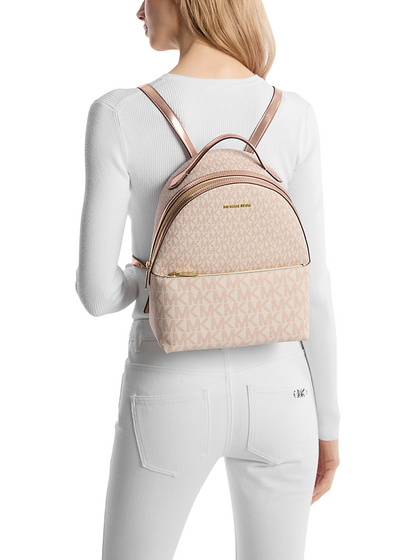 Mochila Michael Kors Sheila Medium Two-Tone Signature Logo Backpack Rose Gold