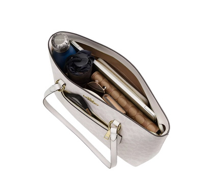 Bolsa Coach Station Tote Bag Signature Canvas White Chalk