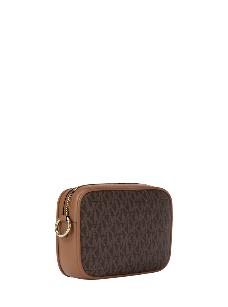 Bolsa Michael Kors Jet Set Small Signature Logo Camera Crossbody Bag Brown