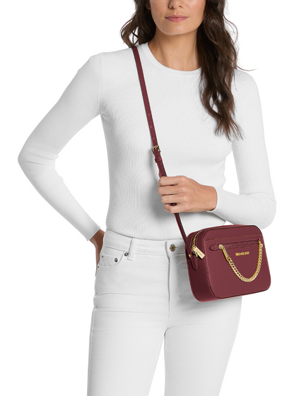 Bolsa Michael Kors Jet Set Large Saffiano Leather Crossbody Bag Cherry