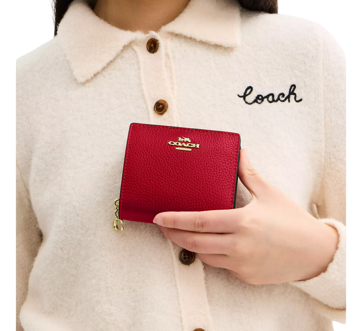 Cartera Coach Snap Wallet Bright Cardinal