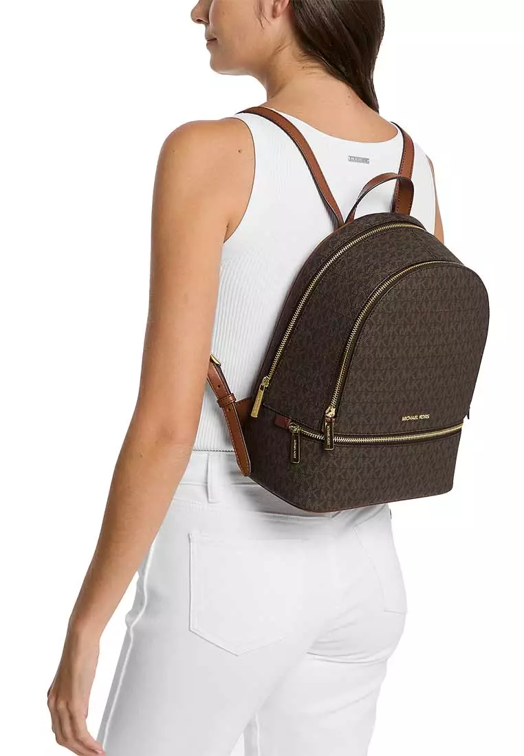 Mochila Michael Kors Rhea Medium Signature Logo Backpack Brown