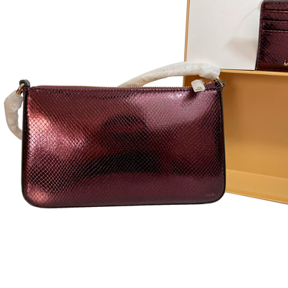 Bolsa Michael Kors Medium Pouch and Card Case Gift Set Oxblood