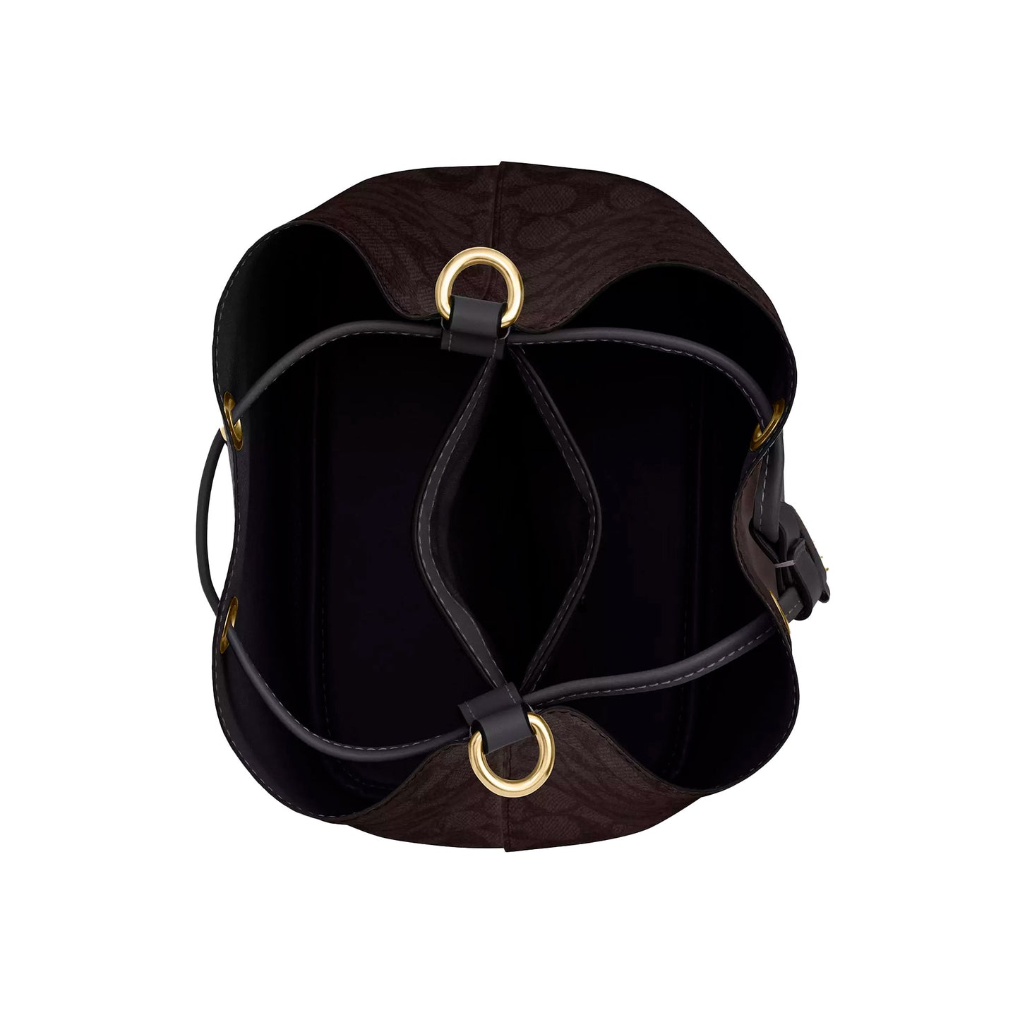 Bolsa Rowan Bucket Bag In Signature Canvas Walnut Black