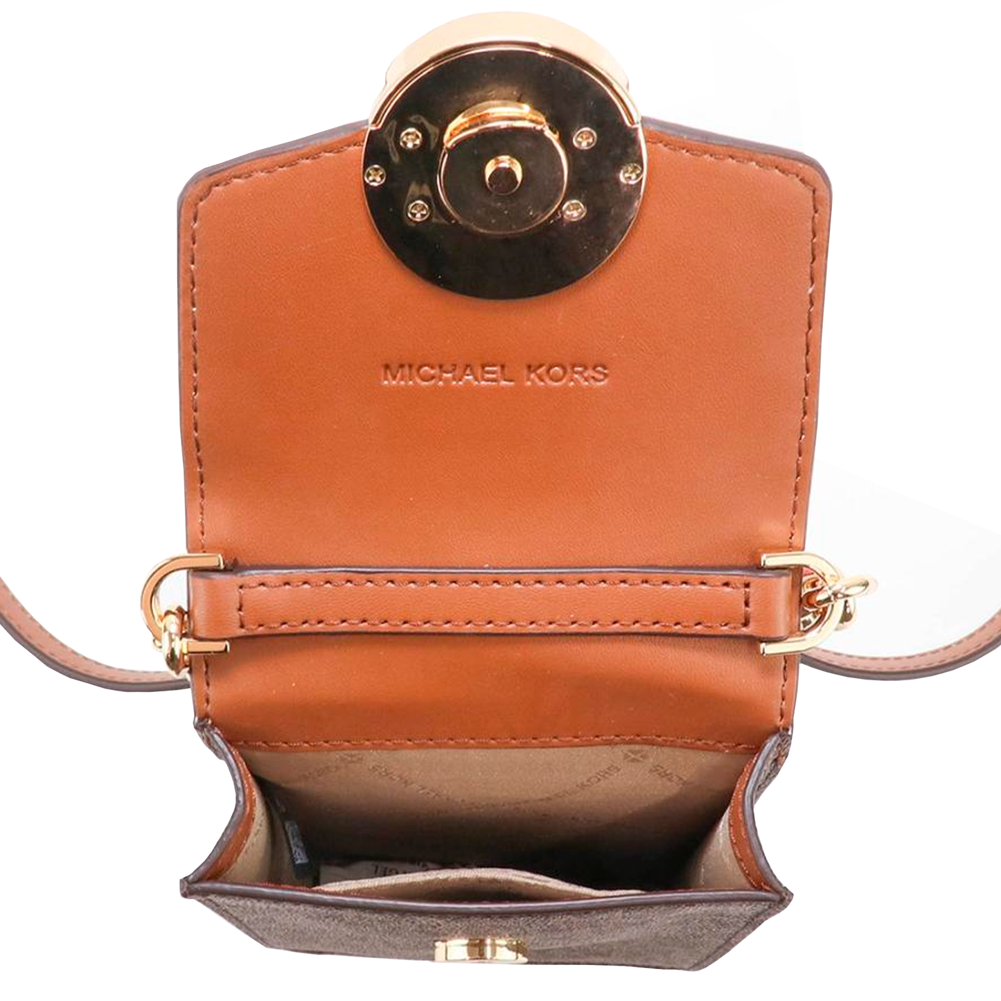 Bolsa Michael Kors Carmen Small Logo Smartphone Crossbody Bag Brown