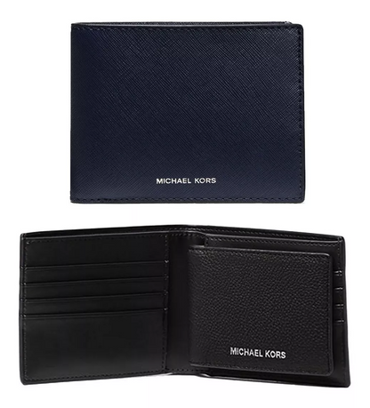 Cartera Michael Kors Harrison Crossgrain Leather Billfold Wallet with Passcase Black