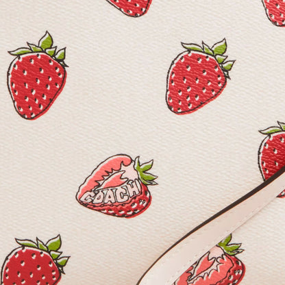 Bolsa Coach Mini Rowan File Bag With Strawberry Print Chalk Multi