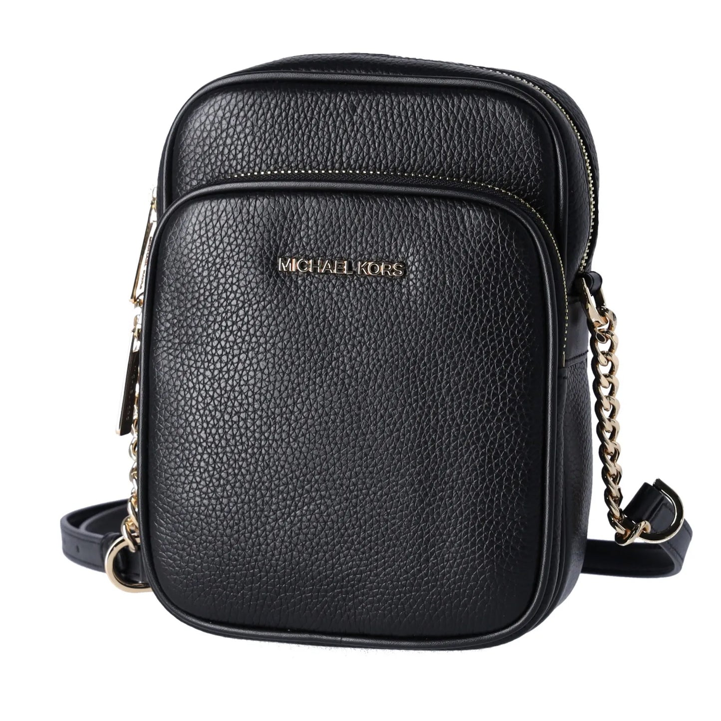 Bolsa Michael Kors Jet Set Travel Medium Pebbled Leather Crossbody Bag Black