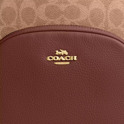 Mochila Coach Court Backpack Signature Canvas Tan Brown
