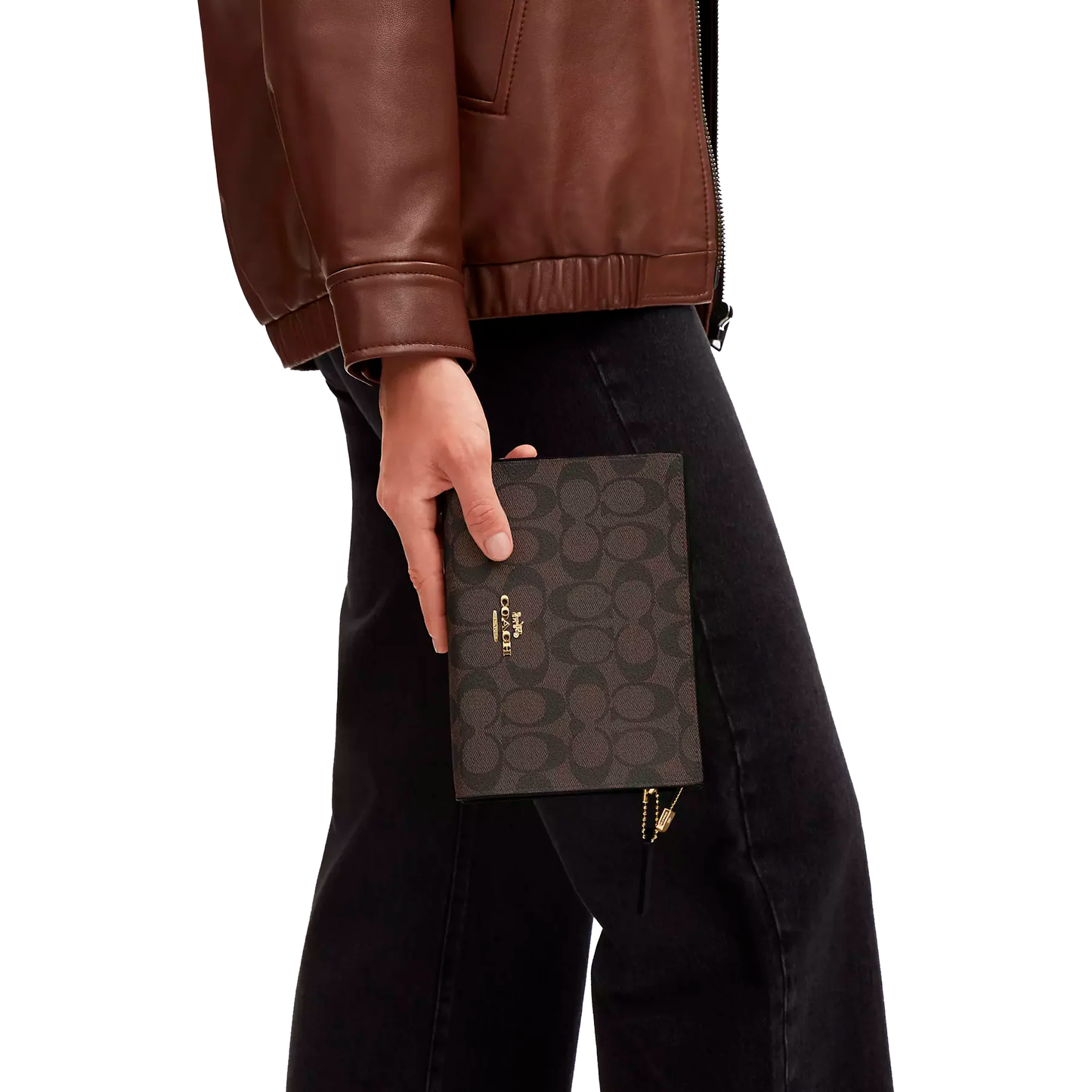 Bolsa Coach Slim Crossbody In Signature Canvas Brown Black
