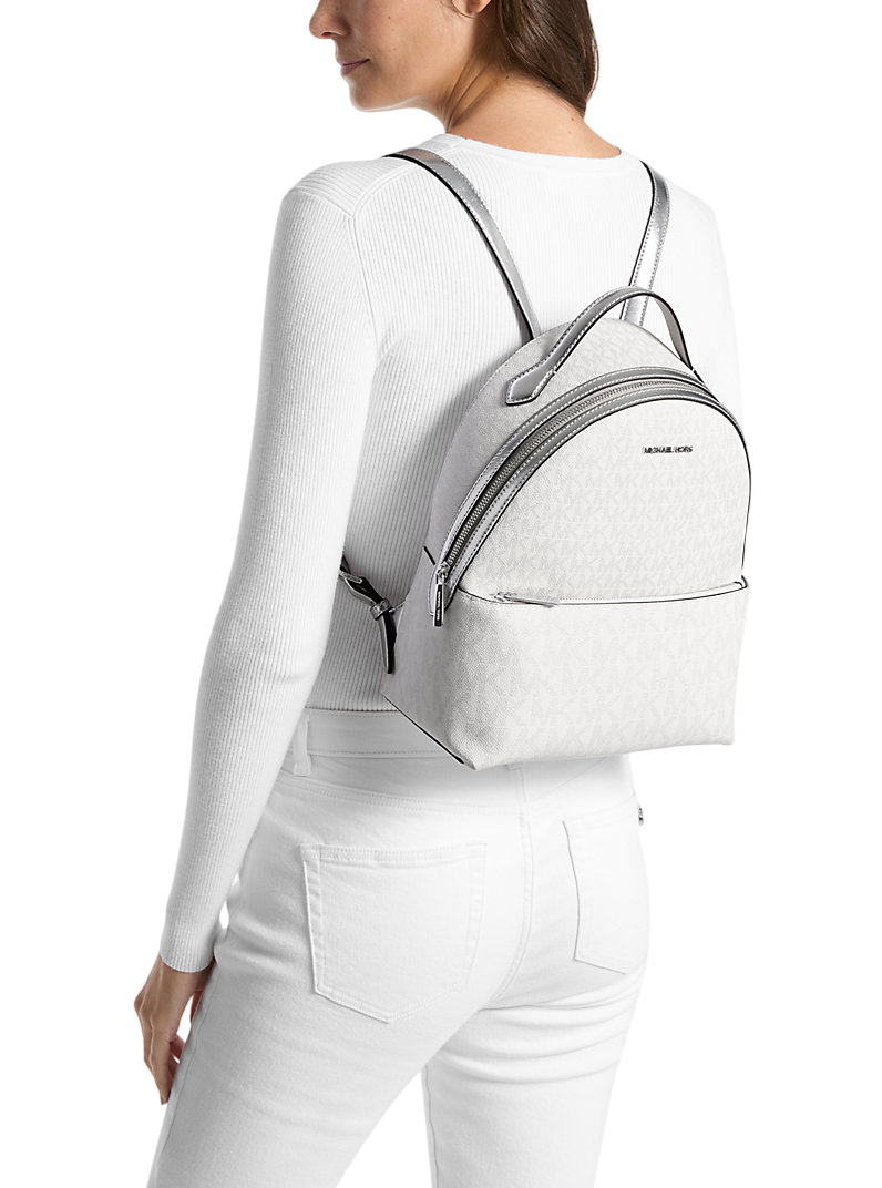 Mochila Michael Kors Sheila Medium Logo Backpack Silver