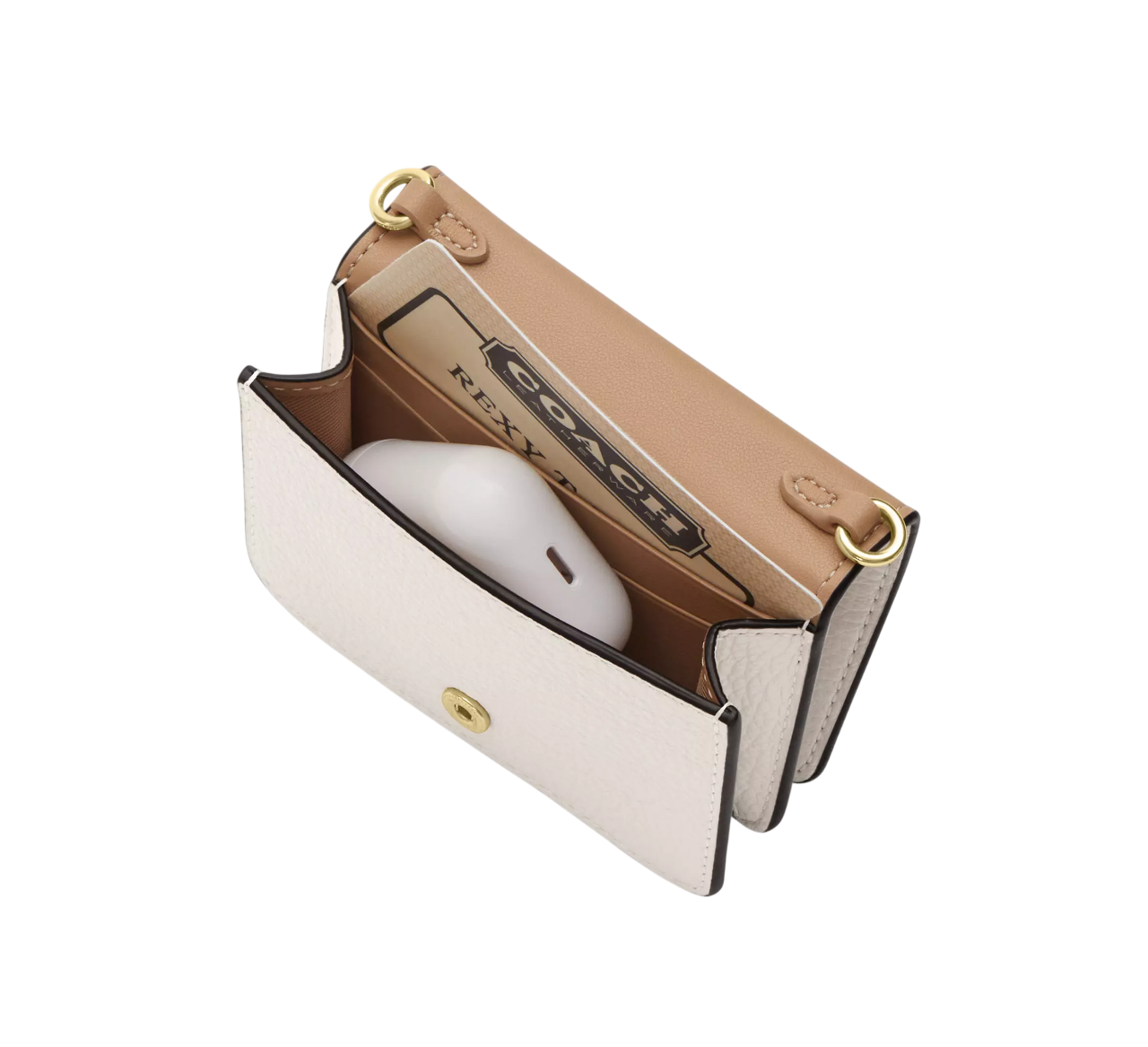Bolsa Coach Mini Wallet On A Chain With Heart Rivets Chalk