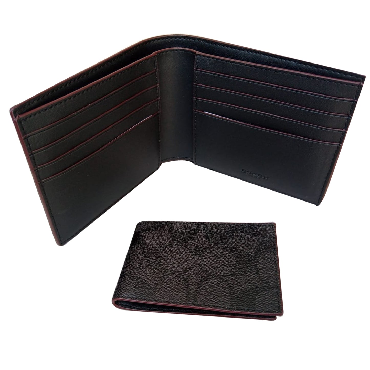 Cartera Coach Boxed 3 In 1 Wallet Gift Set In Signature Canvas Black Oxblood