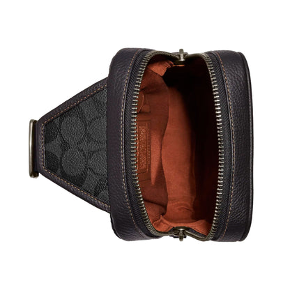 Bandolera Coach Sullivan Pack In Signature Canvas Khaki Charcoal