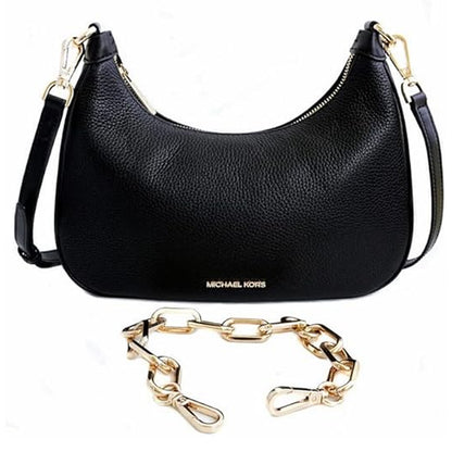 Bolsa Michael Kors Cora Large Pebbled Leather Chain Link Crossbody Bag Black