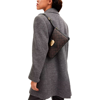 Bolsa Coach Eliza Shoulder Bag In Signature Canvas Brown