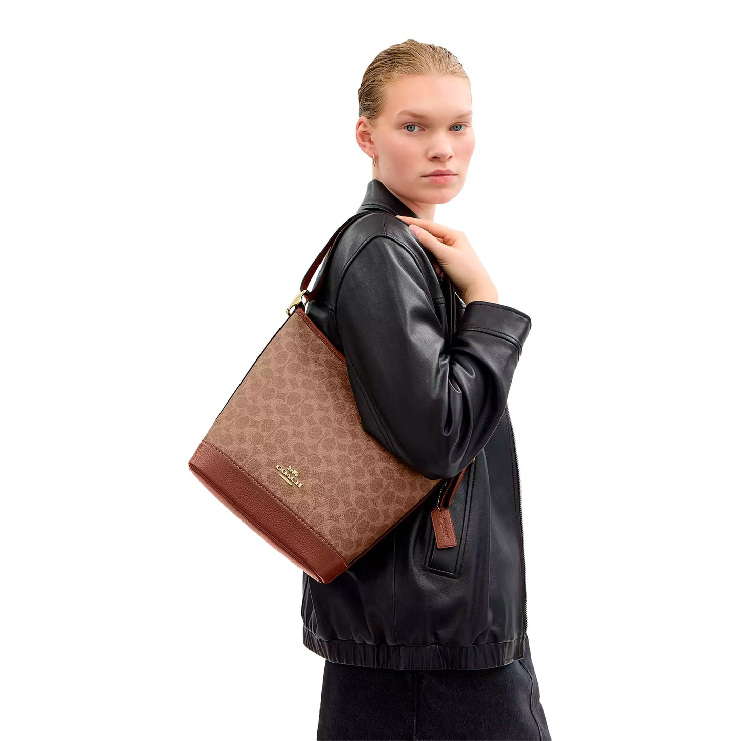 Bolsa Coach Jude Duffle Bag In Signature Canvas Tan Brown