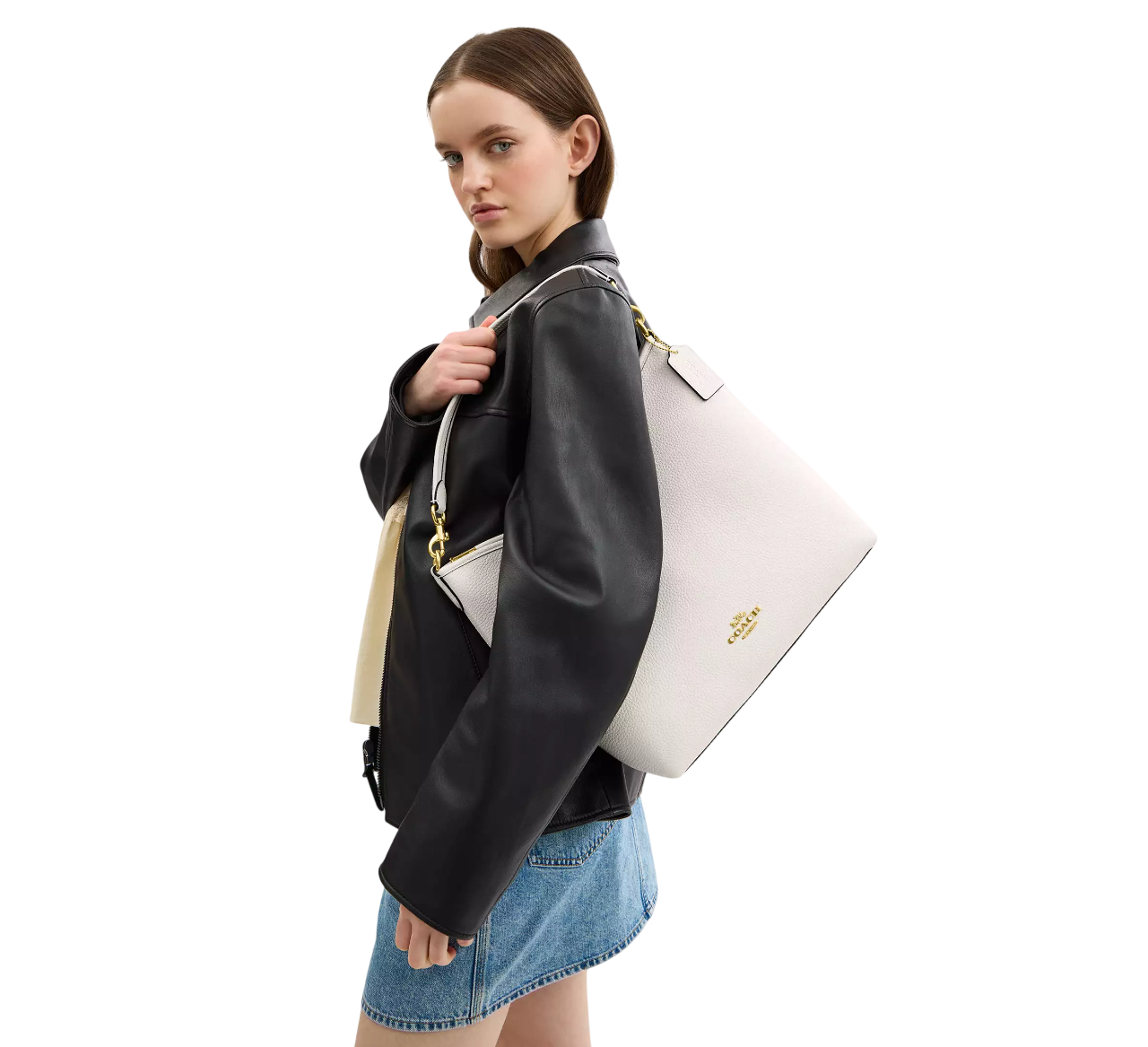 Bolsa Coach Laurel Large Shoulder Bag Chalk