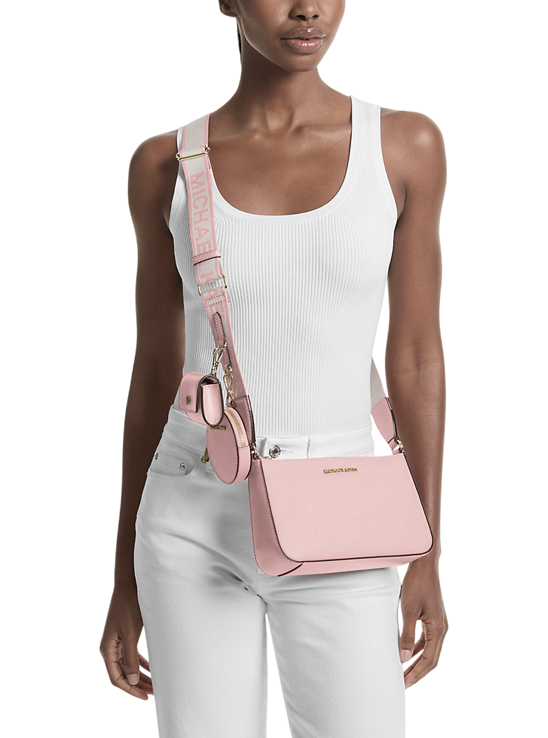 Bolsa Michael Kors Jet Set Saffiano Leather Crossbody Bag with Case for Apple Airpods Pro