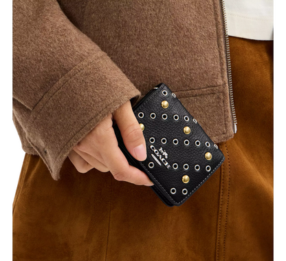 Bolsa Coach Mini Wallet On A Chain With Rivets