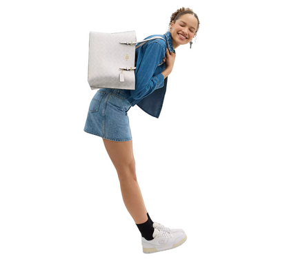 Bolsa Coach Mollie Tote Bag In Signature Canvas White Chalk