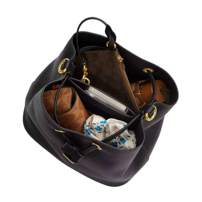 Bolsa Rowan Bucket Bag In Signature Canvas Walnut Black