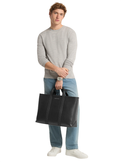 Maleta Michael Kors Cooper Medium Pebbled Leather and Signature Logo Tote Bag Black