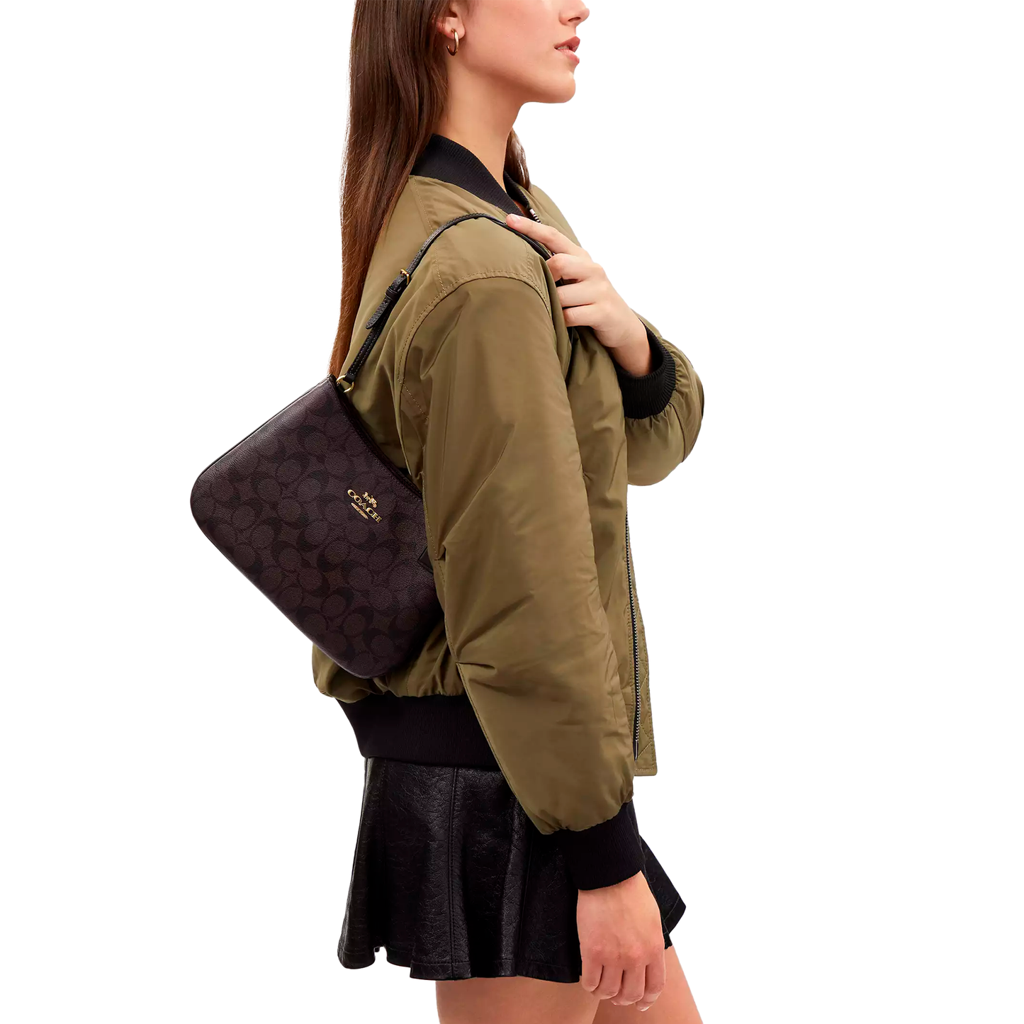 Bolsa Coach Penelope Shoulder Bag In Signature Canvas Brown Dark