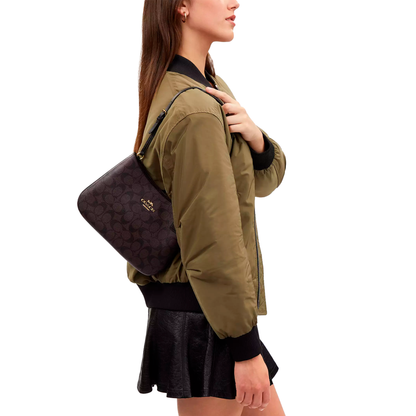 Bolsa Coach Penelope Shoulder Bag In Signature Canvas Brown Dark