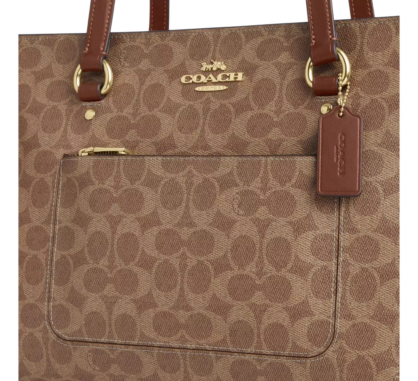 Bolsa Coach Station Tote Bag Signature Canvas Tan Brown