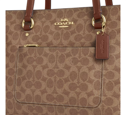 Bolsa Coach Station Tote Bag Signature Canvas Tan Brown