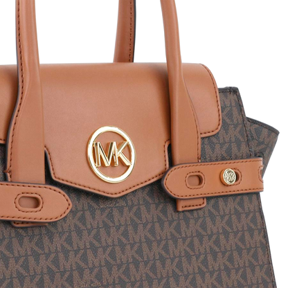 Bolsa Michael Kors Carmen Medium Logo Belted Satchel Brown