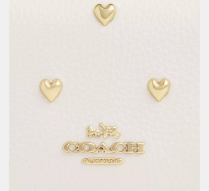 Bolsa Coach Mini Wallet On A Chain With Heart Rivets Chalk