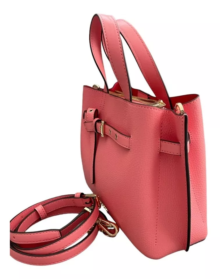 Bolsa Michael Kors Emilia Small Pebbled Leather Satchel Grapefruit