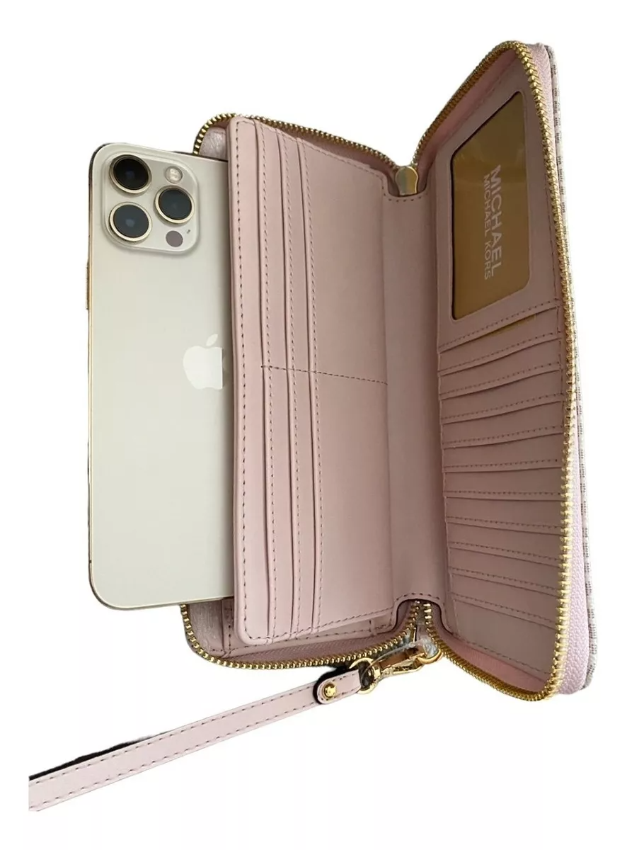 Cartera Michael Kors Jet Set Travel Large Logo Continental Wristlet Vanilla Pink