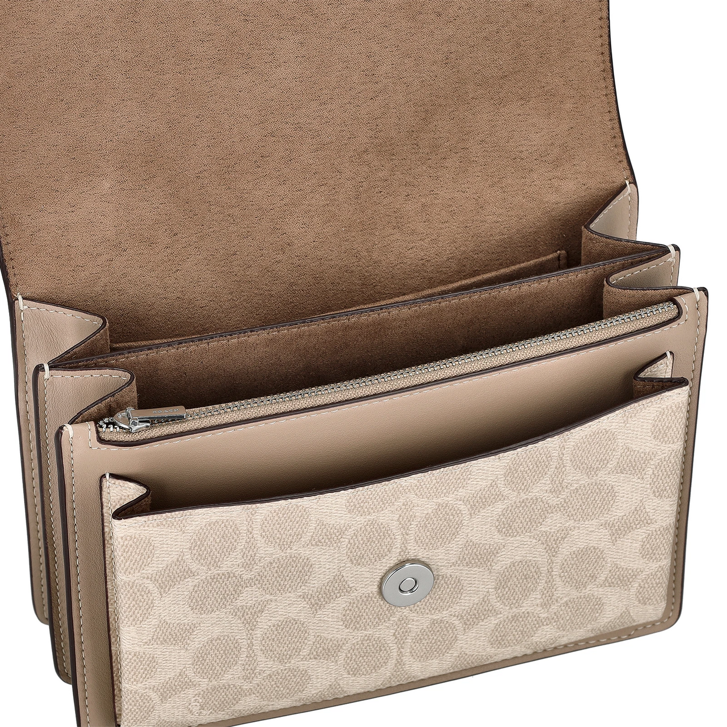 Bolsa Coach Klare Crossbody Bag Signature Canvas Sand Taupe