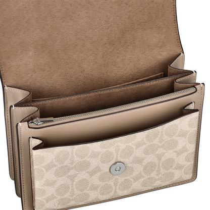 Bolsa Coach Klare Crossbody Bag Signature Canvas Sand Taupe