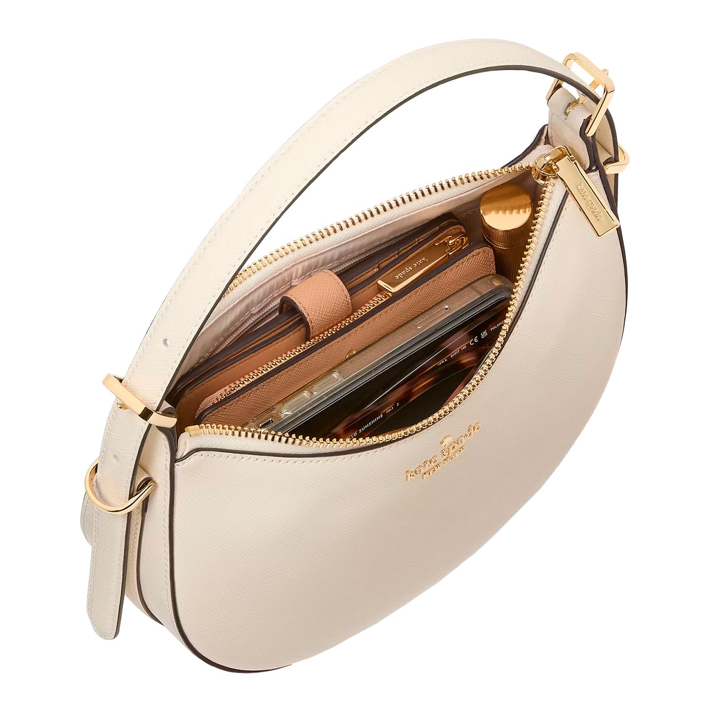 Bolsa Kate Spade Madison Saffiano Leather Crescent Shoulder Bag Meringue