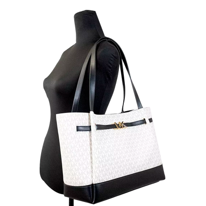 Bolsa Michael Kors Reed Large Logo Tote Bag Chalk Black