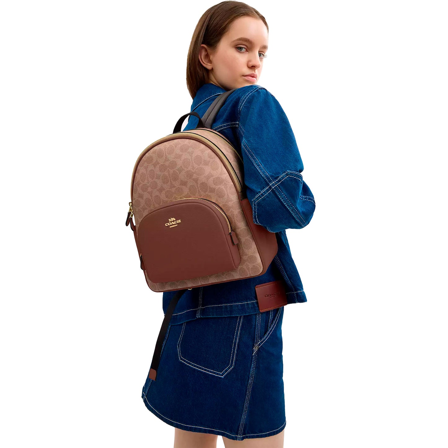 Mochila Coach Court Backpack Signature Canvas Tan Brown