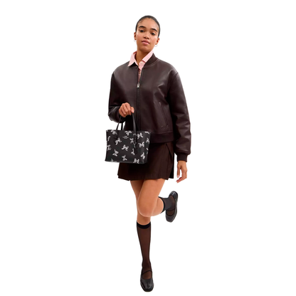 Bolsa Coach Mollie Tote Bag 25 With Bow Print Black Multi