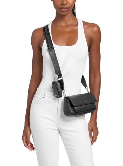 Bolsa Michael Kors Jet Set Travel Small Pebbled Leather Crossbody Bag With Pouch Black