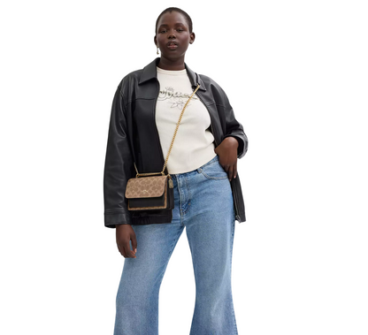 Bolsa Coach Mini Klare Crossbody Bag In Signature Canvas Tan Black