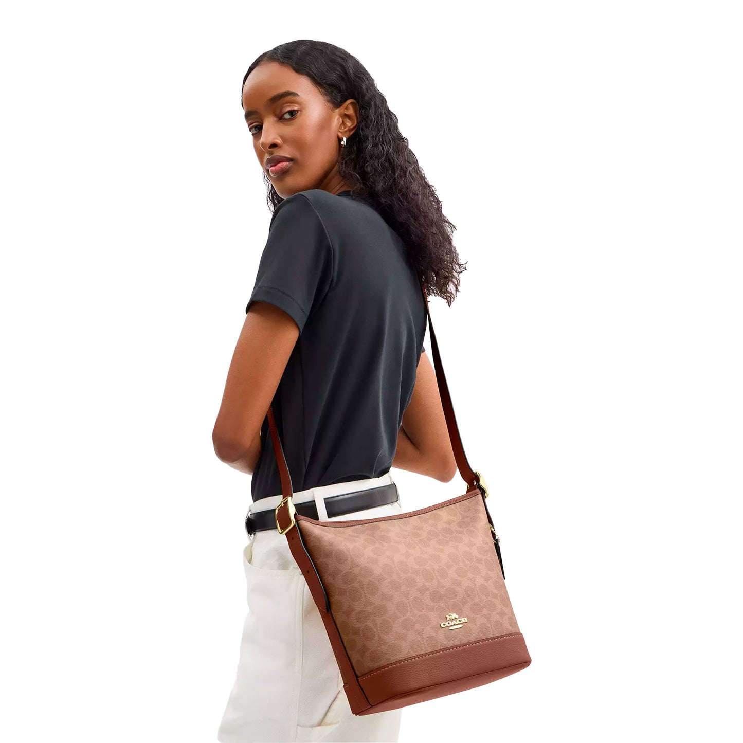 Bolsa Coach Jude Duffle Bag In Signature Canvas Tan Brown