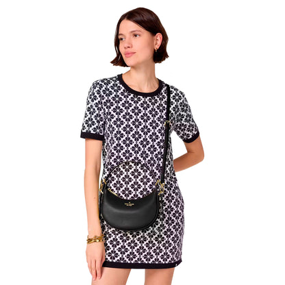 Bolsa Kate Sapde Madison Saffiano Leather Crescent Shoulder Bag Black
