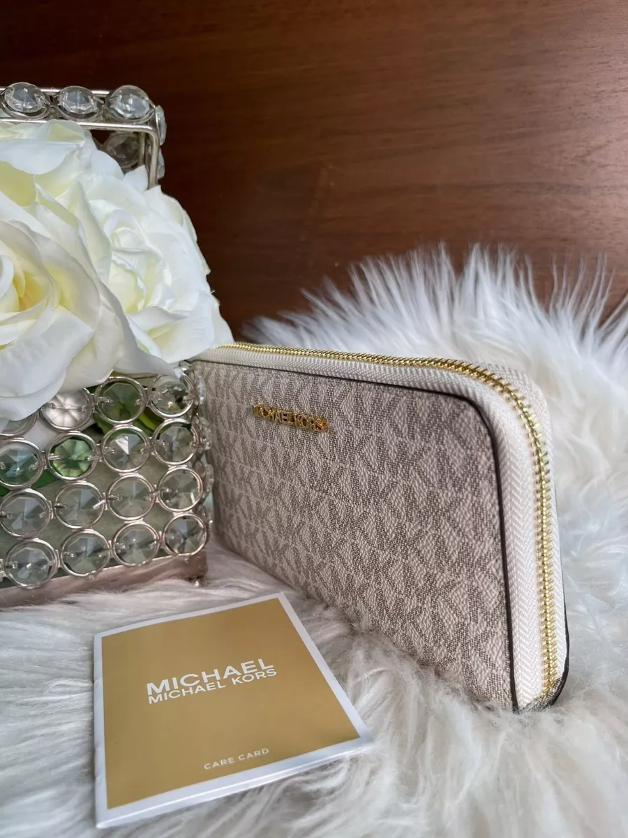 Cartera Michael Kors Jet Set Travel Logo Smartphone Wristlet Vanilla